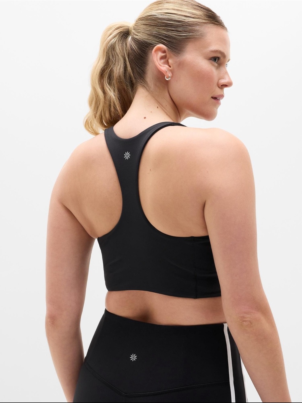 Athleta Black Racerback Sports Bra 36B/C Medium Support - Picture 2 of 6